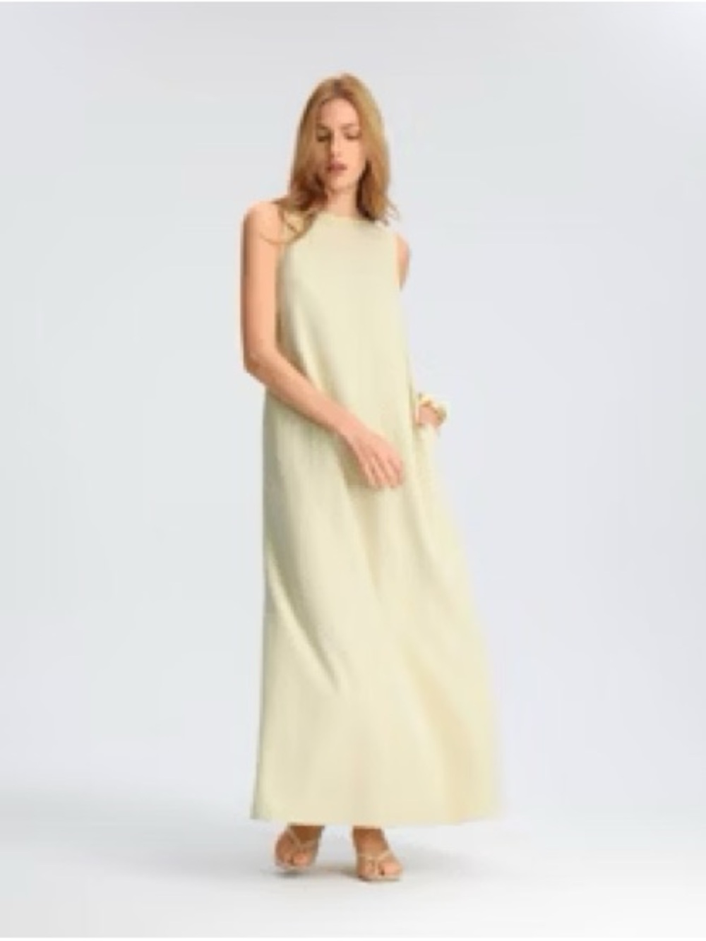 NWT A New Day Pale Yellow Open Back Sleeveless Maxi Dress Women’s Plus Size XXL